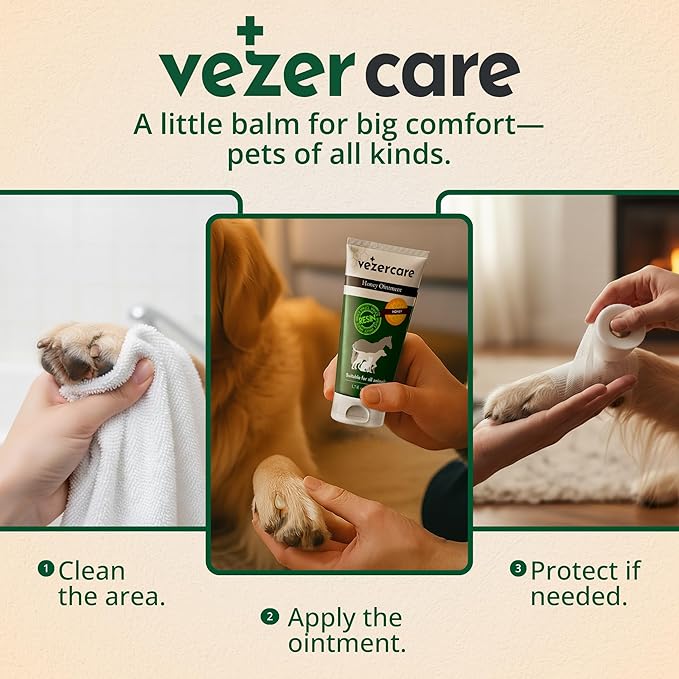 Honey Balm Ointment with Spruce Resin for Dogs, Cats & Horses, Wound Care Gel, Hot Spot Treatment for Dogs, Itchy Skin Relief, Dog and Cat Wound Care, 1.7oz, Made in Finland, Antifungal & Steroid Free