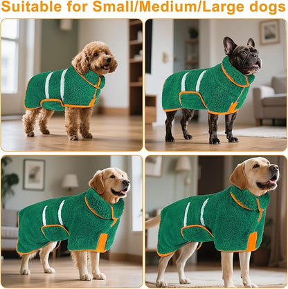 Bienbee Dog Bathrobe, Quick Drying Super Absorbent Dog Robes for After Bath, Warm Keeping Dogs Towel, Dogs Bath Supplies, Dark Green XL