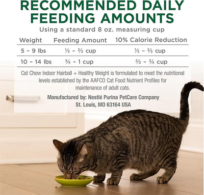 Purina Cat Chow Indoor Healthy Weight and Hairball Dry Cat Food With Chicken - (Pack of 4) 3.15 lb. Bags