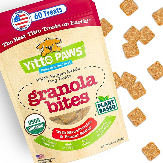 Organic Dog Treats – Crunchy, Strawberry & Peanut Butter Training Dog Biscuits – Vegan, Human-Grade, No Sugar Added – Healthy, All Natural – Made in USA, (8 oz)