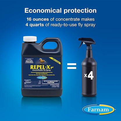 Farnam Repel-X pe Concentrated Fly Spray for Horses, Just Add Water 16 Ounces (Pack of 2)