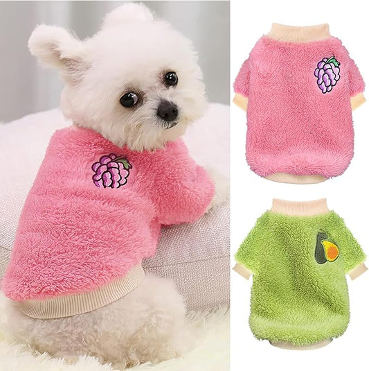 2 Pieces Dog Sweater Dog Clothes for Small Dogs Winter Warm Puppy Coat Fleece Cute Style Thick Pet Clothing (Medium)