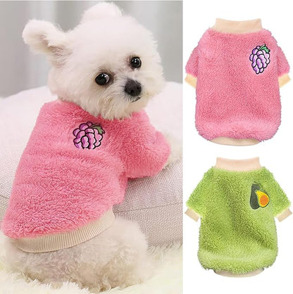 2 Pieces Puppy Sweaters - Female Yorkie & Chihuahua Sweaters, Cute Winter Warm Fleece Dog Clothes (Small)