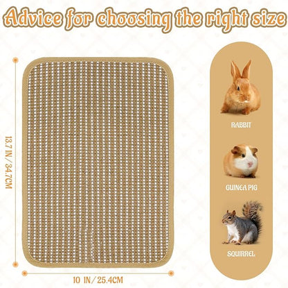 Rabbit Scratching Pad, Sisal Scratching Pad for Bunny, Guinea Pig, Cat. Resting Mats for Cages, Forage Grass Mat Indoor Essentials Accessories (2PCS)