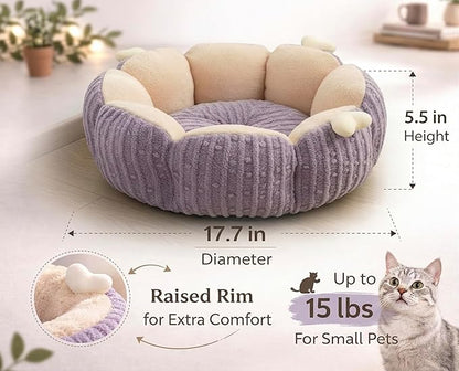 Cat Cave Bed for Indoor Cats - Calming Plush Cat Bed, Washable Anti-Slip Cat Nest, Cozy Kitten Bed 18 Inch for Cats up to 15 lbs