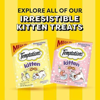 Temptations Kitten Treats Classic Crunchy and Soft Cat Treats Variety Pack, 6.3 oz. Pouches (Pack of 4)