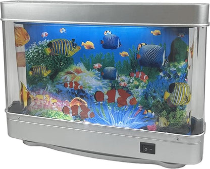 Tokenkuko Fake Motion Fish Tank Mini Aquarium, Artificial Tropical Decorative Lamp Night Light with Moving Fish, Gift for Kids(US Plug)