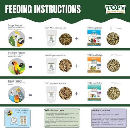 TOP's All in One Seed Mix for Large Birds, Non-GMO, Peanut Soy & Corn Free, USDA Organic Certified, 1lb
