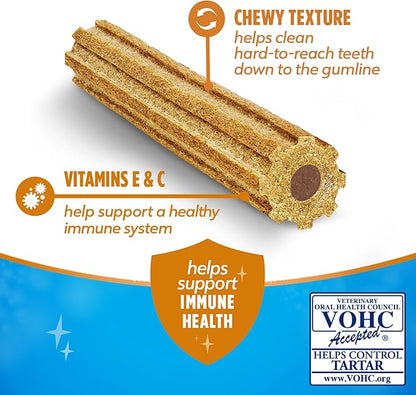 DentaLife Plus Immune Support Treats for Large Dogs 40 lbs. and Over, Supports Clean Teeth and Fresh Breath, Chicken, Apple & Blueberry Flavor - 19 ct. Pouch