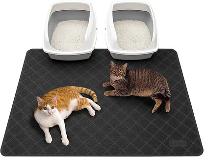 Conlun Cat Litter Mat Litter Trapping Mat, Black Premium Durable PVC Grid Mesh with Scatter Control, Non-slip, Less Waste Cat Litter Box Mat, Soft on Kitty’s Paws, Urine Waterproof 47" x 35"