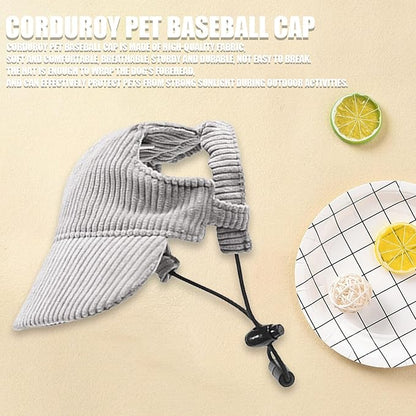 Dog Baseball Cap, Dog Cat Summer Beach Visor Hat with Ear Holes, Adjustable Puppy Sunbonnet Headdress (Grey, X-Large)