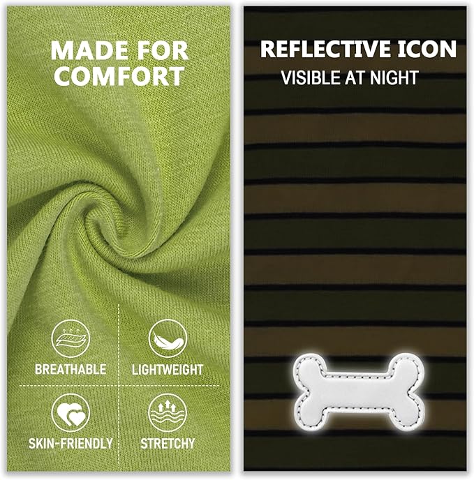KYEESE 2Pack Dog Shirt, Soft Striped Dogs T Shirts, Lightweight Doggie Tank Top Cat Clothes, Sleeveless Dog Shirt for Small Dogs, Stretchy Pet Vest, Green, Medium