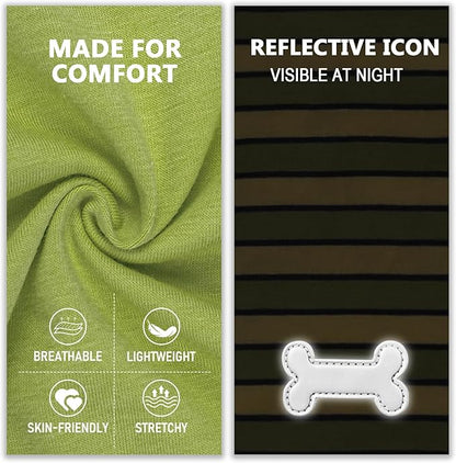 KYEESE 2Pack Dog Shirt, Soft Striped Dogs T Shirts, Lightweight Pet Tank Top, Sleeveless Dog Shirt for Small Dogs, Stretchy Comfortable Pet Vest, Green, XL