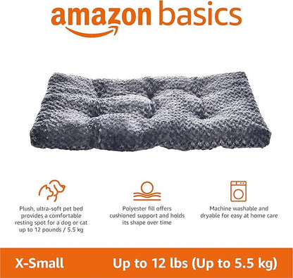 Amazon Basics Washable Cat and Dog Bed and Crate Pad, Indoor, Easy to Clean, 23" x 18" x 2.5", Gray