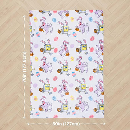 Spongebob Squarepants Fluffy Throw 50 in x 70 in – Soft Plush Lightweight Blanket for Couch, Bed & Travel (100% Officially Licensed Product) by Franco Collectibles