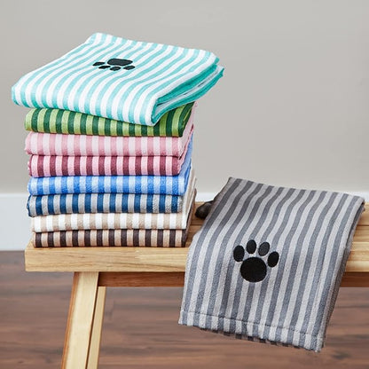 DII Design Embroidered Pet Towel, 44 x 27.5", Striped Blue