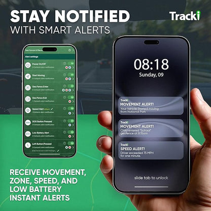Tracki GPS Tracker for Vehicles – Real-Time 4G LTE Assets & Car Tracking Device with App, Magnetic Mount, Compact Design, Worldwide Coverage – iOS & Android (Tracker 6-mo Subscription Incl.)