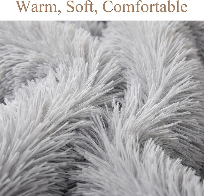 Tiny Dog Bed 15 Inch for Extra Small Dogs,Washable Puppy Bed,Soft Faux Fur Calming Donut Bed for Chihuahua Yorkie Maltese Pomeranian,Grey