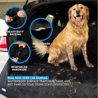 Bulldogology Cargo Mesh SUV Cargo Liner for Dogs – Waterproof Heavy Duty Pet Trunk Protector, 55″ x 106″ with Mesh Window & 60/40 Split Fit (XL, Black)