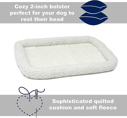 MidWest Homes for Pets QuietTime XXS Dog Bed – White Fleece Bolster, Ultra-Soft and Machine Washable, Fits 18-Inch Crates and Carriers, for Small Dogs and Cats (Pack of 2)