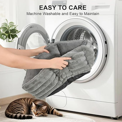 Small Dog Bed for Small Dogs, Cat Beds for Indoor Cats, Pet Bed for Puppy and Kitty, Extra Soft & Machine Washable with Anti-Slip & Water-Resistant Oxford Bottom, Grey, 24 inches