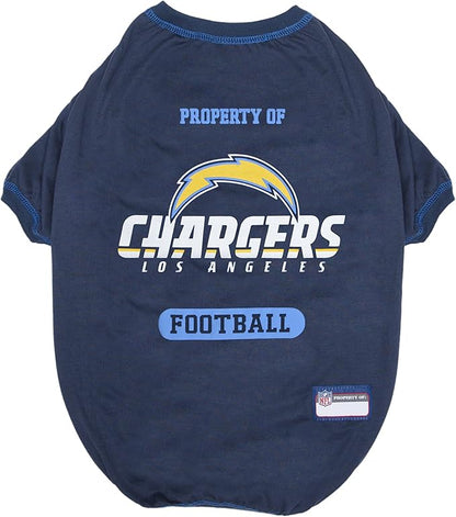 NFL Los Angeles Chargers Dog T-shirt Small. - Licensed Shirt for Pets Team Colored with Team Logos- Premium Stretchable Materials for the comfort of your Dog & Cat