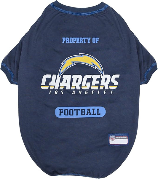 NFL Los Angeles Chargers Dog T-shirt Small. - Licensed Shirt for Pets Team Colored with Team Logos- Premium Stretchable Materials for the comfort of your Dog & Cat