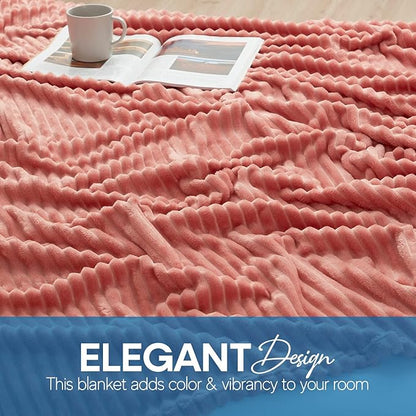 Nestl Rose Throw Blanket for Couch - Cozy Warm Fuzzy Blankets for Women, Set of 2 Small Fleece Throws for Girls - Misty Rose, 50 x 60 Inches