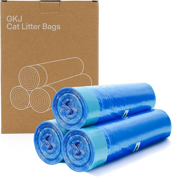 GKJ Cat Litter Refill Bags, 48pcs for Up to 12-Month Supply, Replaced Cat Waste Bags for Litter Trash Can, 7-Layer EVOH Odor Control, One-Pull Seal, No Twisting, No Tying