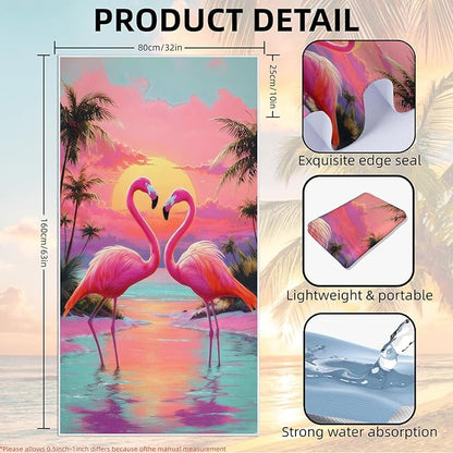 1 Pack Car Towel Seat Covers with Storage Bag, Multifunctional Towel for Gym Outdoor Sport, Picnic, Beach, Pet Dog Travel,Non-Slip Washable Car Seat Protector (Flamingo)