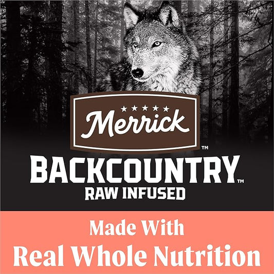 Merrick Backcountry Grain Free Dry Adult Dog Food, Kibble With Freeze Dried Raw Pieces, Pacific Catch With Salmon - 20.0 lb. Bag