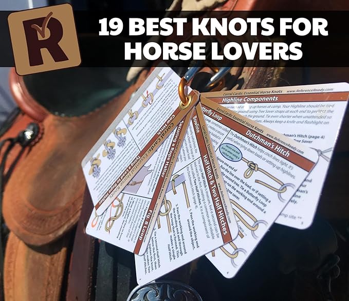 ReferenceReady Horse Knot Cards – Pocket Guide to 19 Pack and Trail Riding Knots - Horse Stuff for Girls and Boys