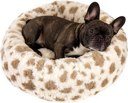 Avont Donut Dog Bed, Round Calming Pet Bed for Small and Medium Puppy Cats, with Removable Cover, Circle-Shaped, Anti-Anxiety, Cozy & Washable -M