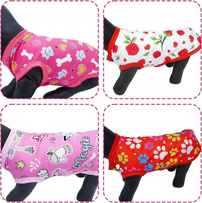 8PCS/Pack Dog Shirts Pink for XL Dog Girl Female Sleeveless Clothes T Shirts Tank Top Tee Vest