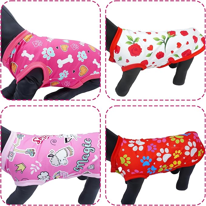 8PCS/Pack Dog Shirts Pink for Medium Dog Girl Female Sleeveless T Shirts Cats Doggie Puppy Tank Top Tee Vest