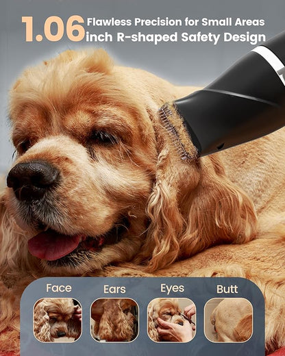 PAPMINI 4 in 1 Dog Grooming Kit for Thick Hair, 2000mAh Heavy Duty Dog Clippers for Grooming, 2-Speed Low Noise Paw Trimmer with Nail Grinder for Body, Paws, Nail, Face, Ears, Legs