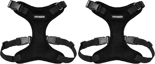 Voyager Step-in Lock Pet Harness - All Weather Mesh, Adjustable Step in Harness for Cats and Dogs by Best Pet Supplies - Black, XS (Pack of 2)