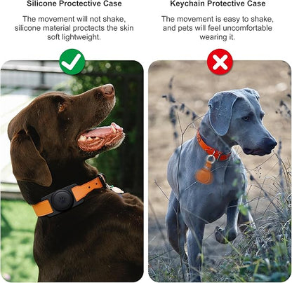 GOCII for Airtag Dog Collar Holder 2 Pack,Waterproof Dog Collar Holder for Apple AirTag(Gen 1 & 2),Silicone Air Tags Case for Dog Collars(Black)