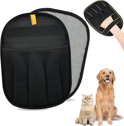 Pet Hair Removal Glove for Cats & Dogs, Upgrade 5-Finger Magic Brush Pet Hair Remover Tool, Electrostatic Reusable Grooming Mitt for Laundry, Couch, Carpet & Car Seat