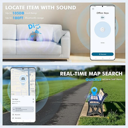 Air Tracker Tags-4 Pack for Android with Case- Bluetooth Tracker Item Finder for Key, Wallet, Luggage - Works with Google Find Hub, IP66 Waterproof, Smart Tag for Android & Samsung Phones(White)