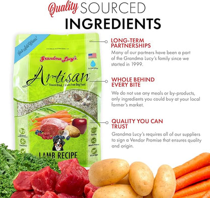Grandma Lucy's Artisan Dog Food, Grain Free and Freeze-Dried - Artisan Lamb, 10Lb Bag