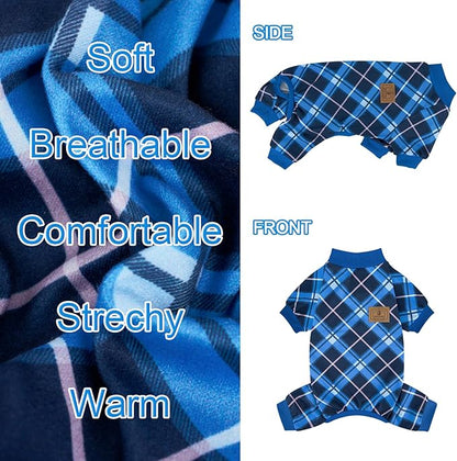 XPUDAC 4 Pack Dog Pajamas Plaid Dog Clothes for Small Medium Dogs Girl Boy Comfy Puppy Onesie Pet Christmas Outfit Cat Pjs Jammies, XL