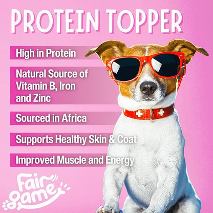 Fair Game Protein Dust Dog Food Topper, Free Range African Venison, High Protein 30%, Hormone Free, Air-Dried, 8 Oz