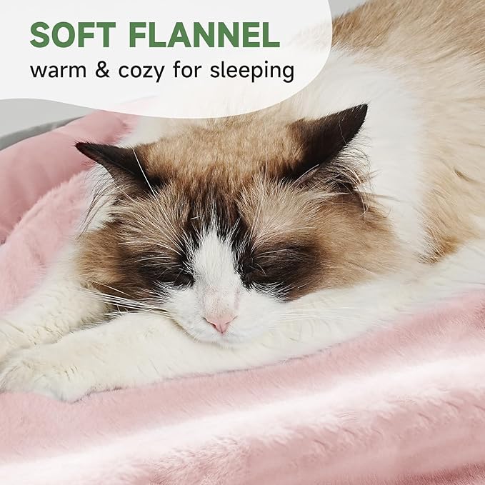 Cat Beds for Indoor Cats, Round Dog Bed for Small Dogs, Puppy, Kitten -Soft Plush Washable Cat Bed Calming with Protective Shield (Pink，18 Inches)