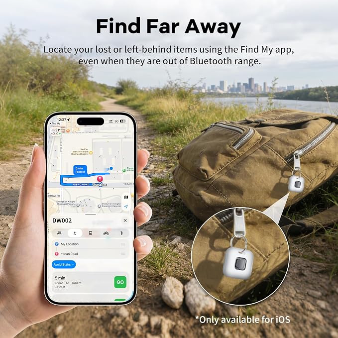 Hoxe Air Tracker Tags-4 Pack for iOS & Android, Smart Tag for Key, Bag, Pet | Dual System Luggage Tracker Compatible with Apple Find My & Google Find Hub App, Bluetooth Key Finder Replaceable Battery
