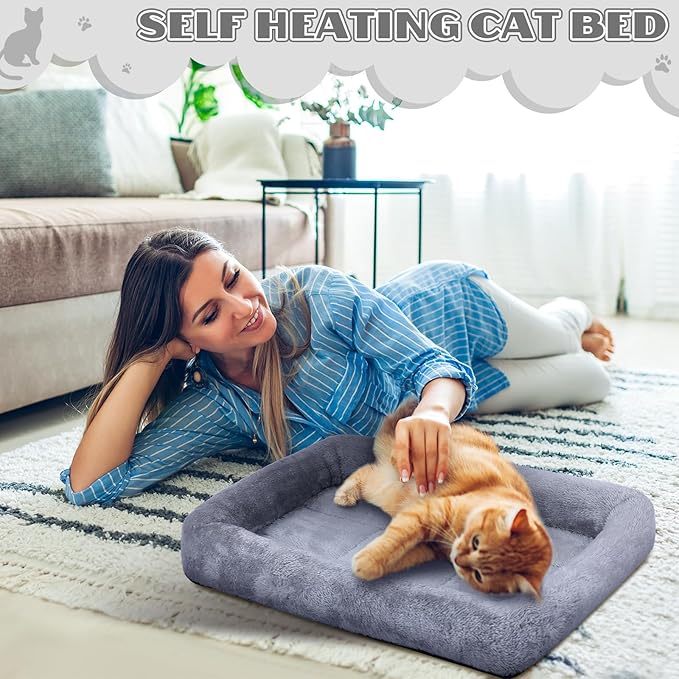 Sintuff 4 Pack Self Warming Cat Bed 15.7 x 11.8 Inch Cat Bed for Indoor Cats Heated Pet Crate Mat Extra Warm Thermal Dog Pad Anti-Slip Puppy Kitten Cushion for Pet Lovers Winter Gifts for Christmas