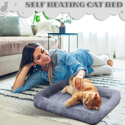 Sintuff 4 Pack Self Warming Cat Bed 15.7 x 11.8 Inch Cat Bed for Indoor Cats Heated Pet Crate Mat Extra Warm Thermal Dog Pad Anti-Slip Puppy Kitten Cushion for Pet Lovers Winter Gifts for Christmas