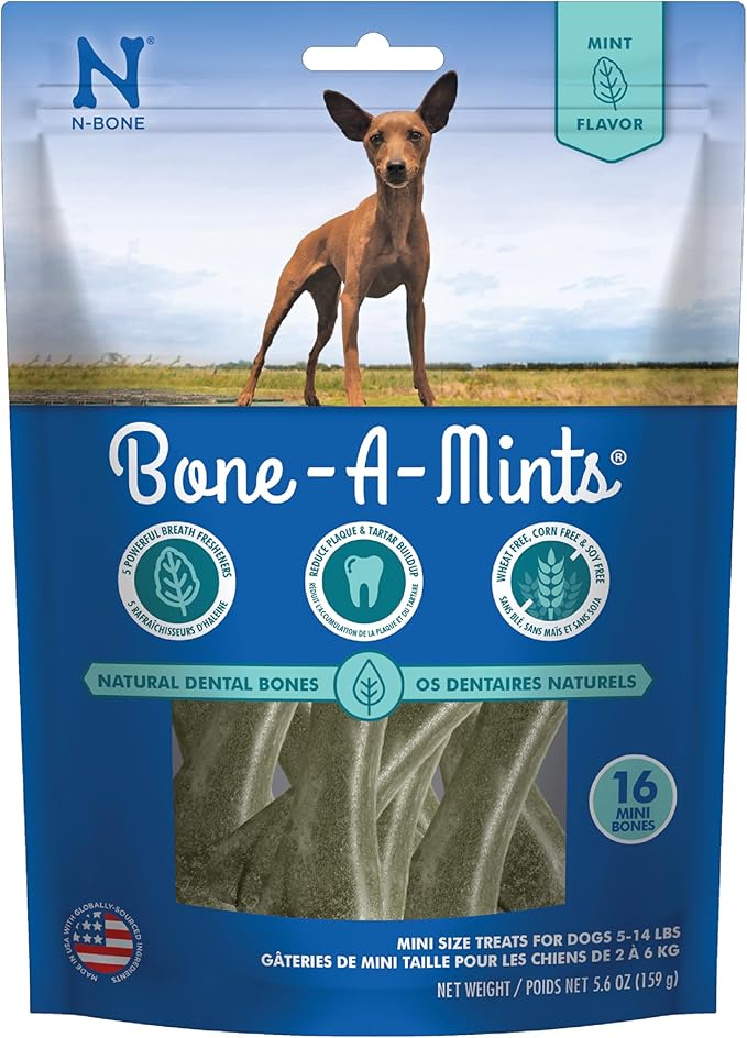 Bone-A-Mints All Natural, Wheat-Free Breath Freshening Bone, 5.60-Ounce, Mini, 16-Pack