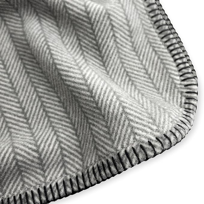 Preston II – THE Polar Fleece Throw, Super-Soft Recycled Polar Fleece Dog Blanket Couch Coat Sofa and Car Protecter for Small, Medium, Large Dogs - 40”x 50”, Dove Gray Herringbone, One Size