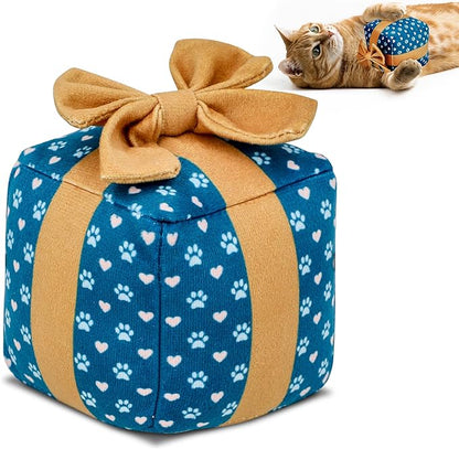 PUPROAR Gift Box Cat Toy, Cat Birthday Toy with Catnip and Crinkle, Cute Indoor Gift for Cats